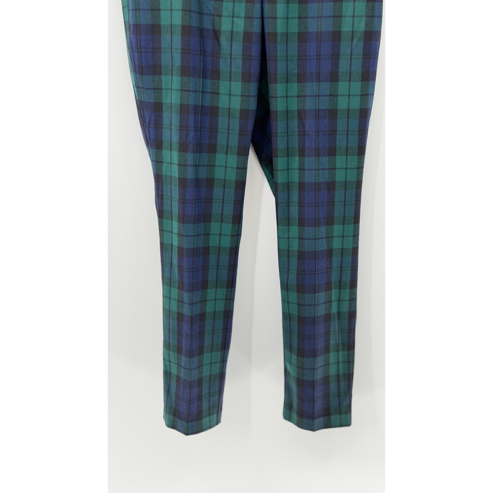 Dark Academia Preppy Black Watch Plaid Pants 12 Wool Blend Tailored Office Wear - Picture 3 of 5